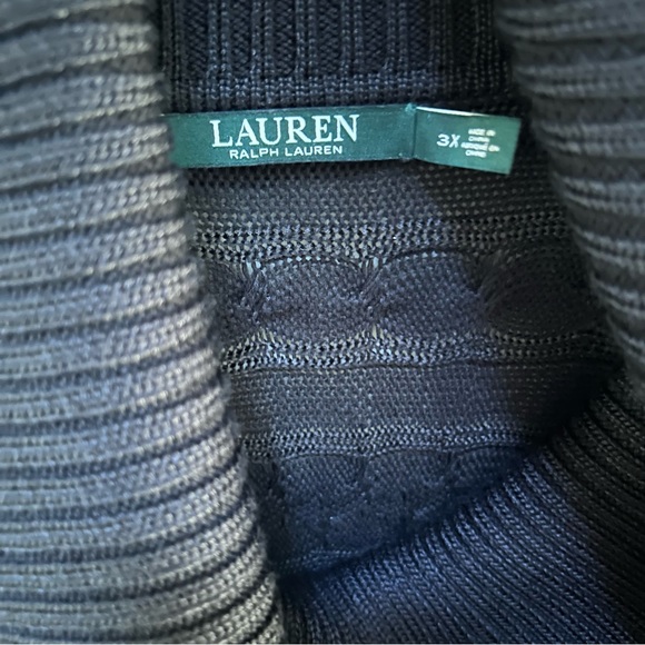 Lauren Ralph Lauren ~Black Cowl Neck Cableknit Tunic Sweater in 3X - Picture 2 of 12